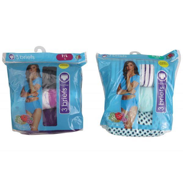 3 PC COTTON LADIES BRIEF ASST COLORS AND SIZES 5-10
